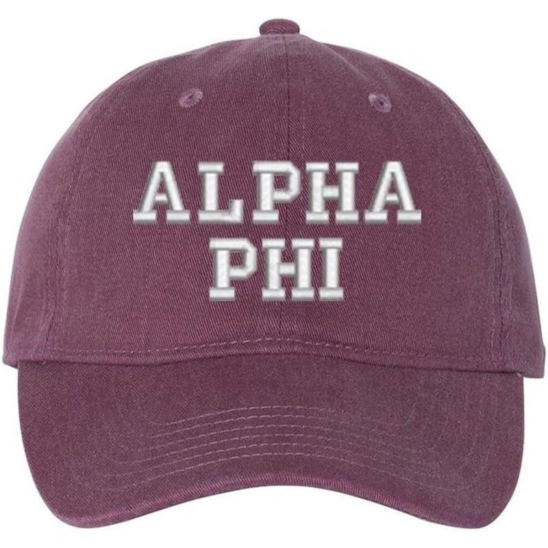 imageGreekgear Alpha Phi Pigment Dyed Baseball CapVineyard WSilver Thread Color
