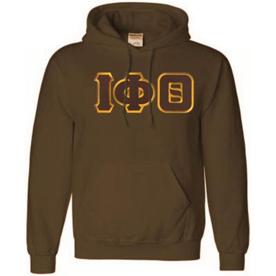imageGreekgear Iota Phi Theta Lettered Hooded SweatshirtChocolate Brown
