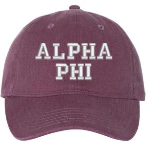 Greekgear Alpha Phi Pigment Dyed Baseball Cap(Vineyard W/Silver Thread Color)