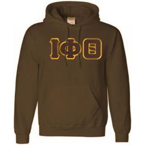 Greekgear Iota Phi Theta Lettered Hooded Sweatshirt(Chocolate Brown)