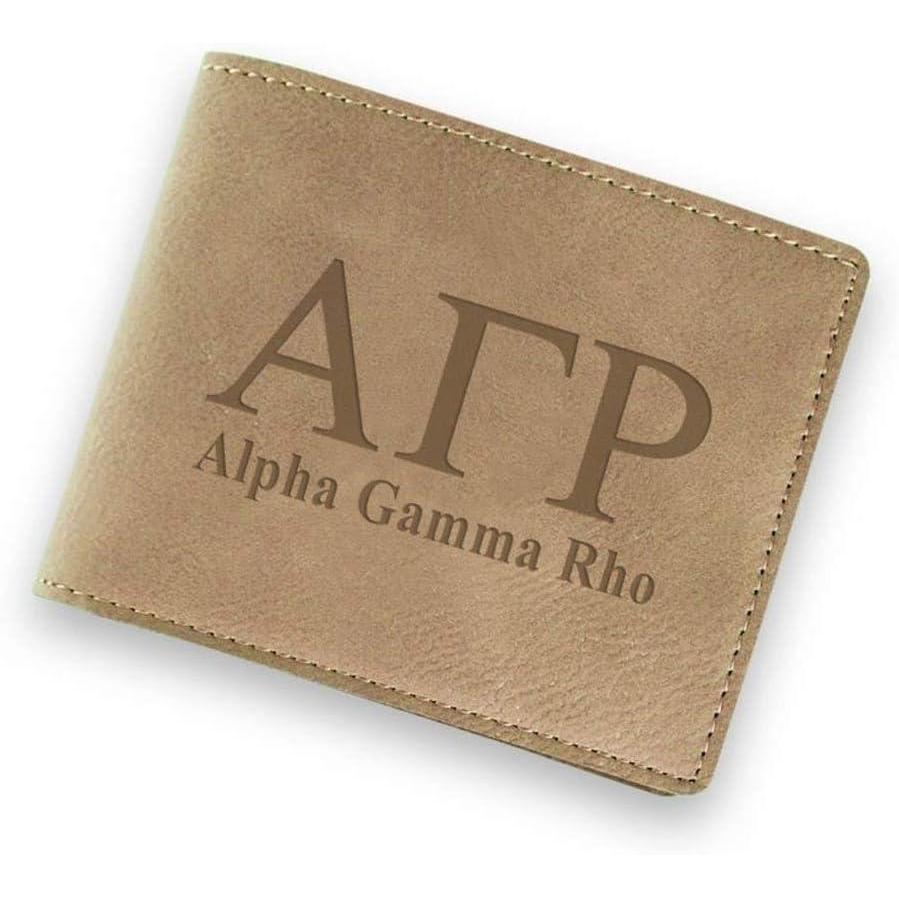 imageGreekgear Alpha Gamma Rho Fraternity Wallet Tan  Light Brown