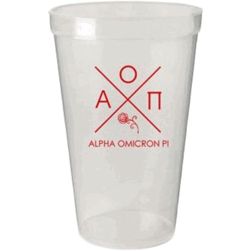 imageGreekgear Alpha Omicron Pi White Plastic Stadium Cups Set of 6  Sharp Looking Cups Carry Sorority Name 22Ounce Size