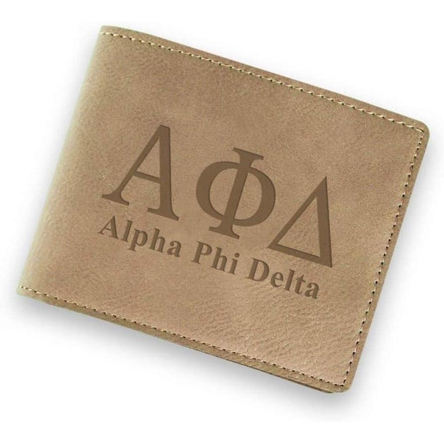 imageGreekgear Alpha Phi Delta Fraternity Wallet Tan Light Brown