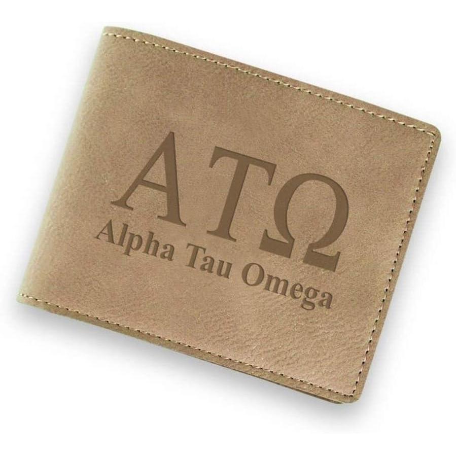 imageGreekgear Alpha Tau Omega ATO Fraternity Wallet Tan Light Brown