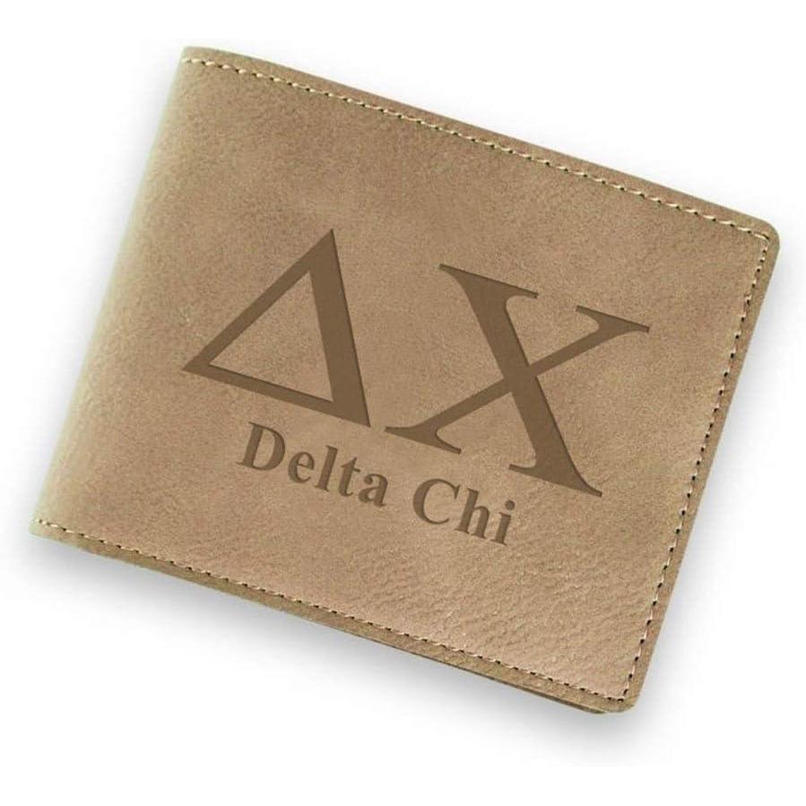 imageGreekgear Delta Chi Fraternity Wallet Tan Light Brown