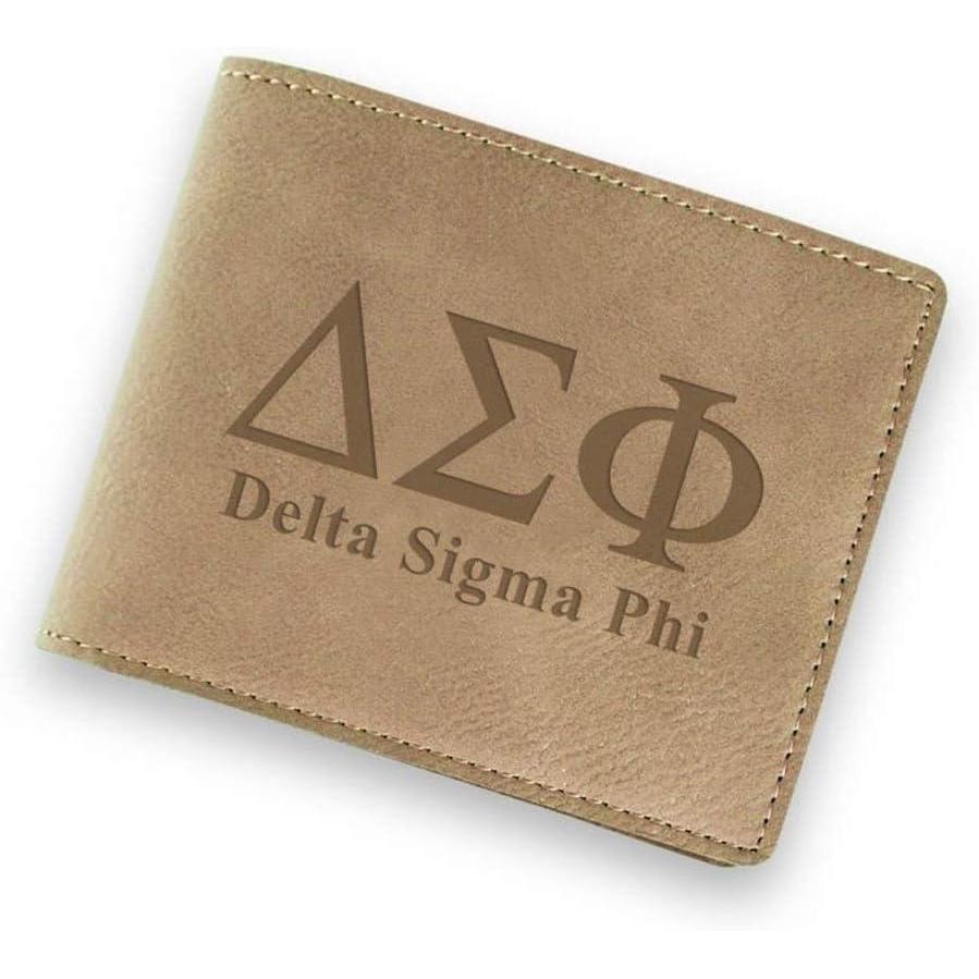 imageGreekgear Delta Sigma Phi Fraternity Wallet Tan Light Brown