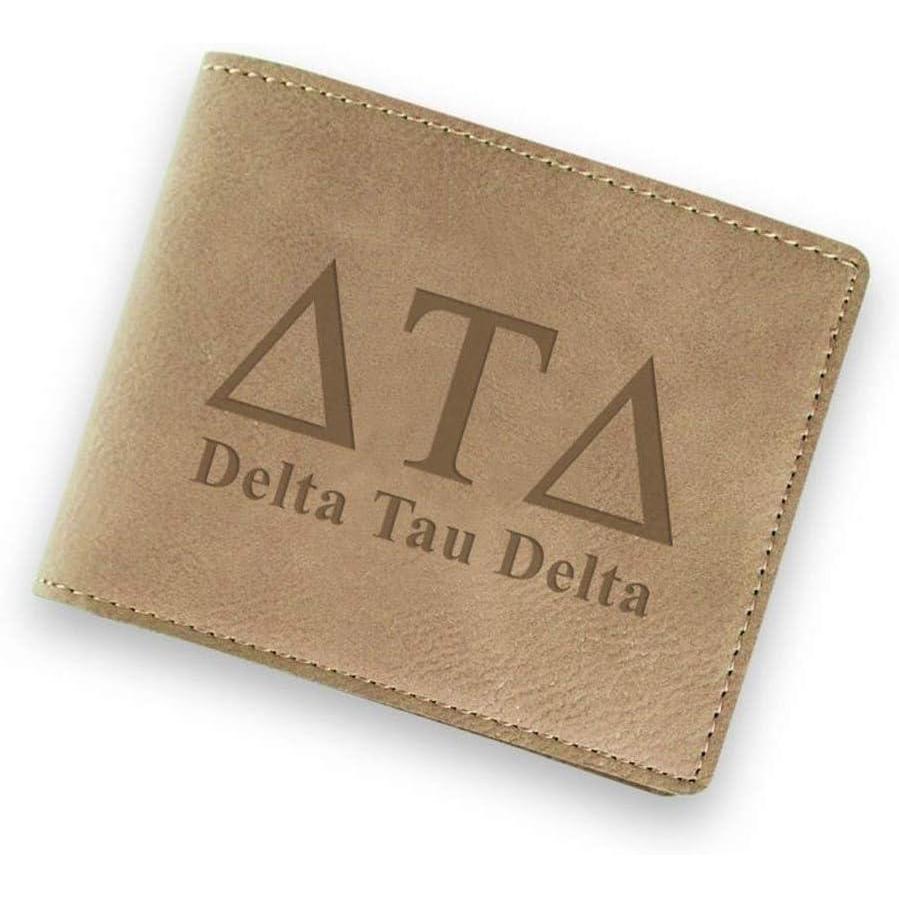 imageGreekgear Delta Tau Delta DTD Fraternity Wallet Tan Light Brown