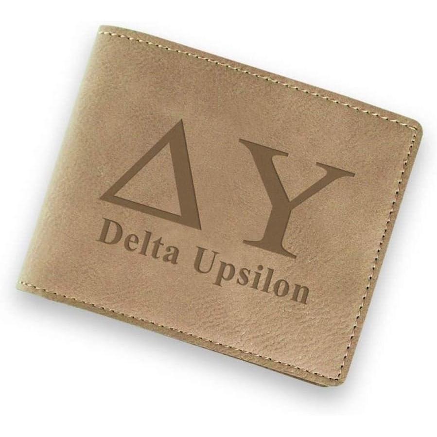 imageGreekgear Delta Upsilon DU Fraternity Wallet Tan  Light Brown