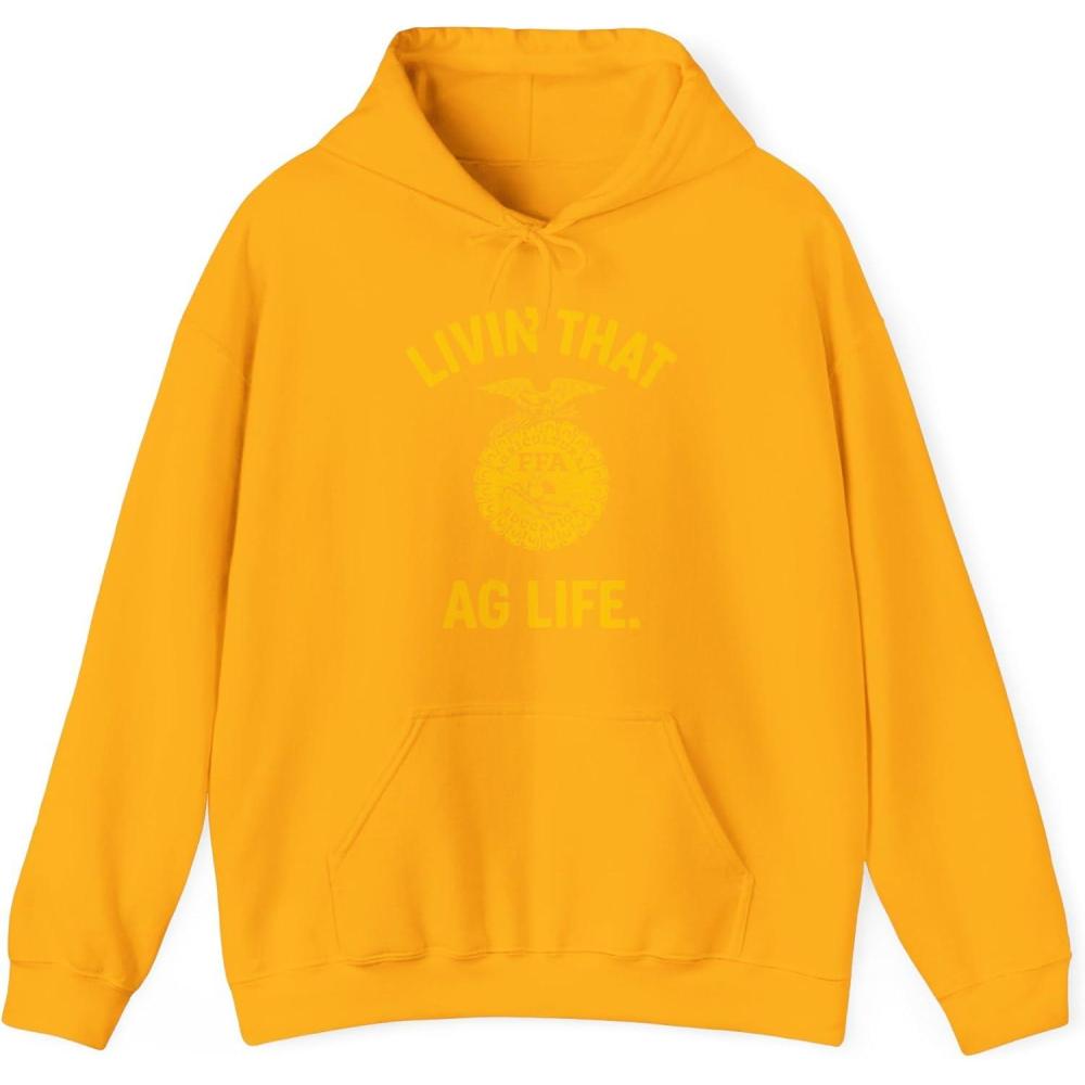 imageGreekgear FFA  Livin That Ag Life Hooded SweatshirtGold