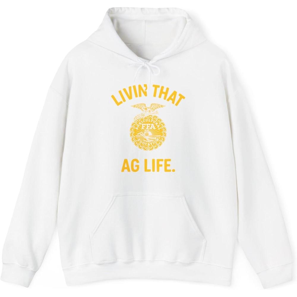 imageGreekgear FFA  Livin That Ag Life Hooded SweatshirtWhite