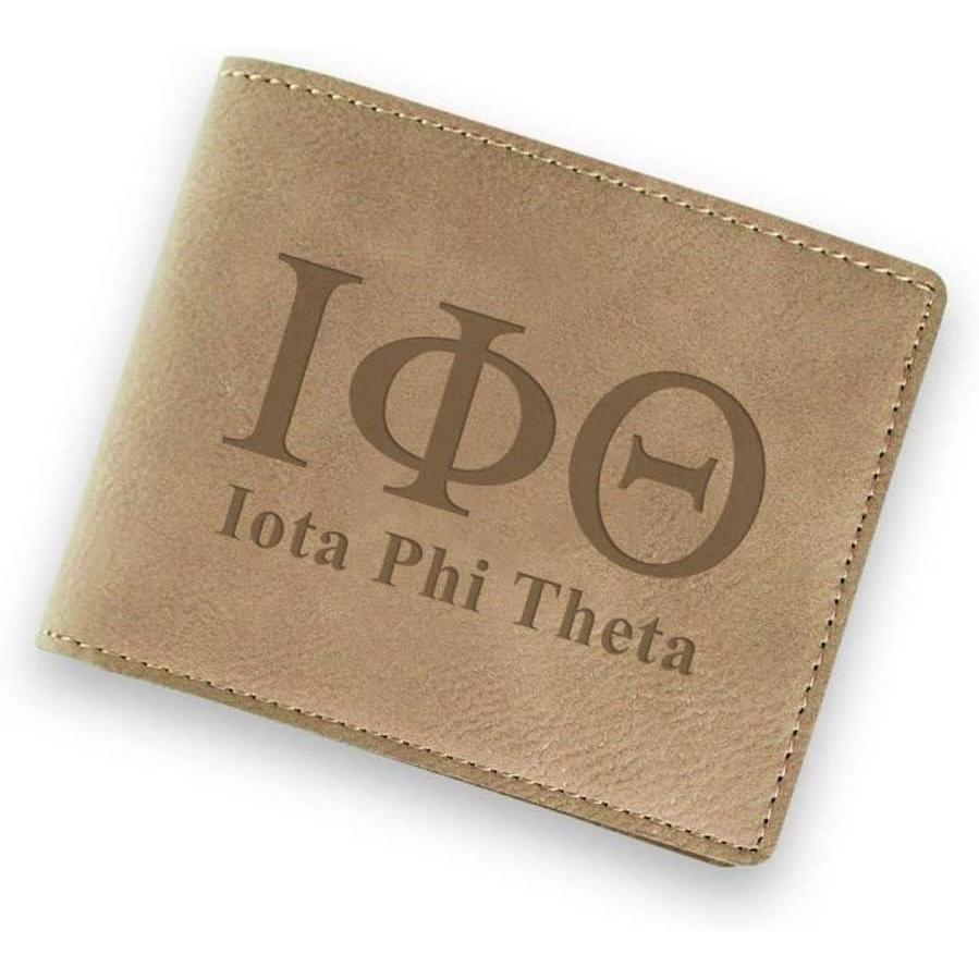 imageGreekgear Iota Phi Theta Fraternity Wallet Tan  Light Brown
