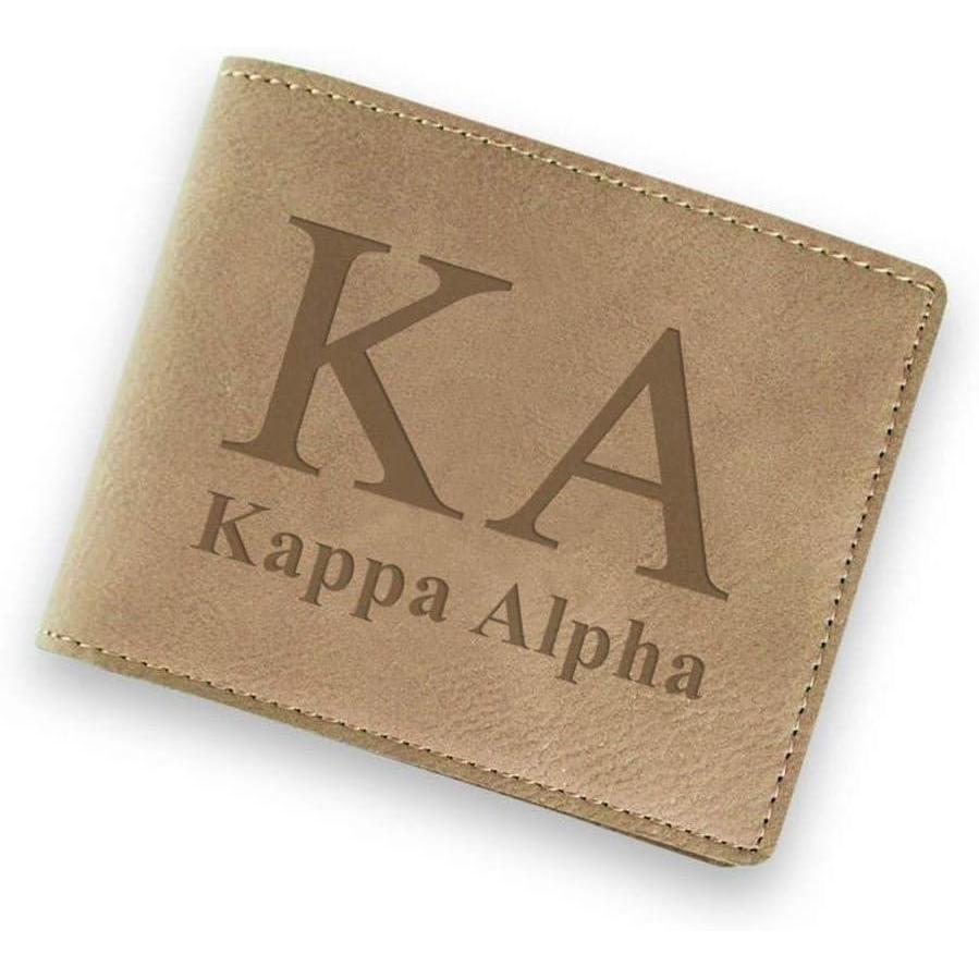 imageGreekgear Kappa Alpha Fraternity Wallet Tan  Light Brown