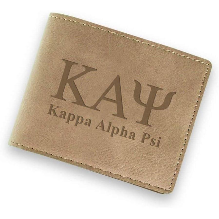 imageGreekgear Kappa Alpha Psi Fraternity Wallet Tan Light Brown