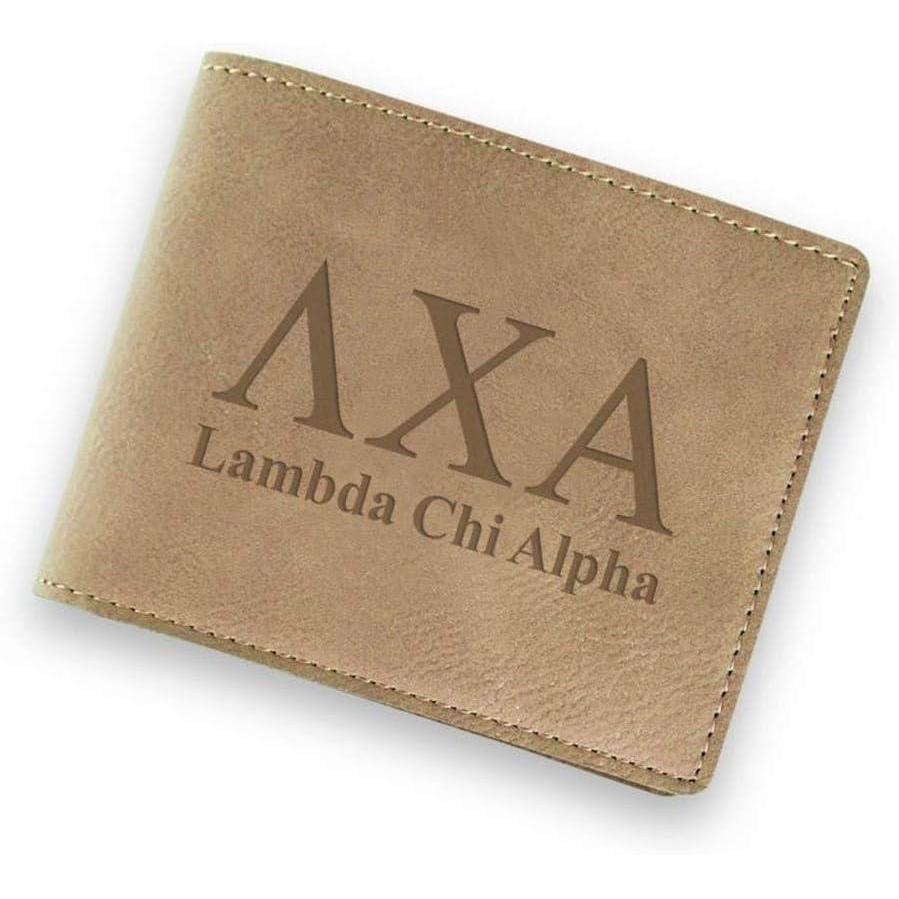 imageGreekgear Lambda Chi Alpha Fraternity Wallet Tan  Light Brown