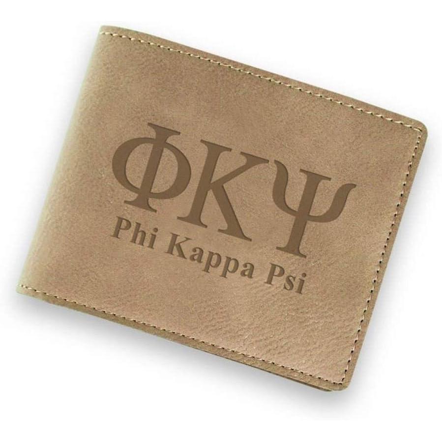imageGreekgear Phi Kappa Psi Fraternity Wallet Tan Light Brown