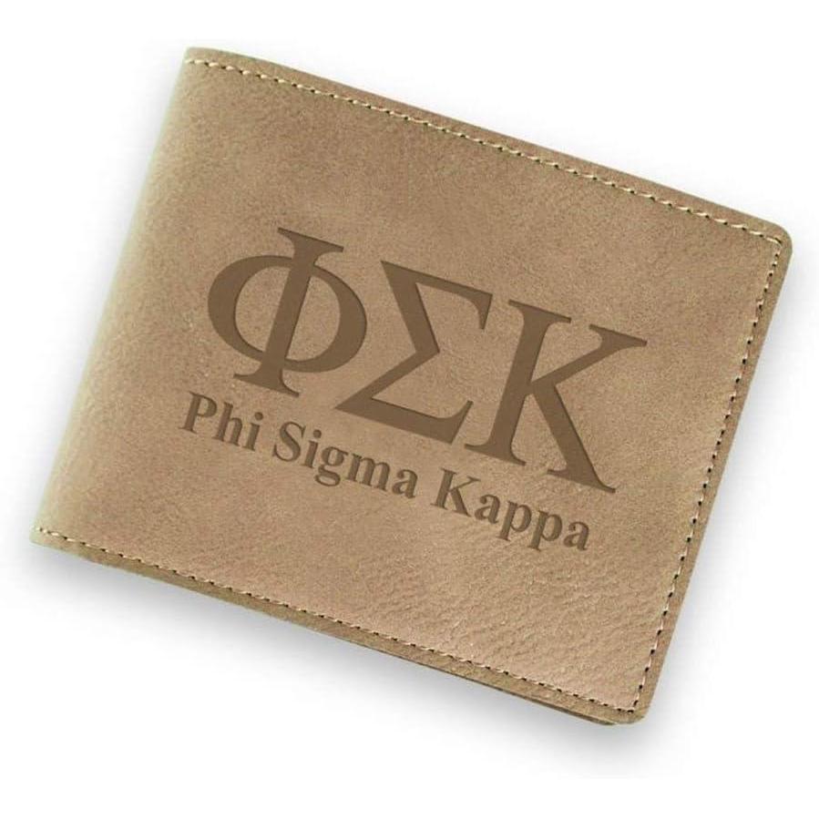 imageGreekgear Phi Sigma Kappa Fraternity Wallet Tan Light Brown