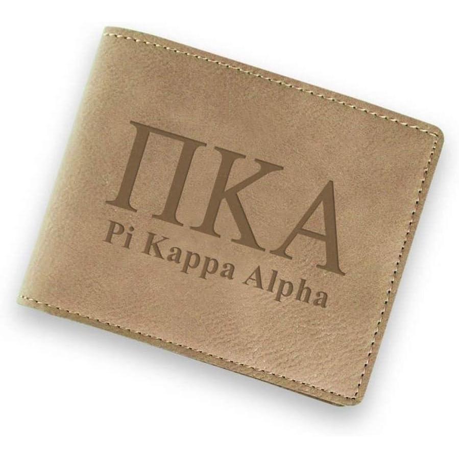 imageGreekgear Pi Kappa Alpha PIKE Fraternity Wallet Tan  Light Brown