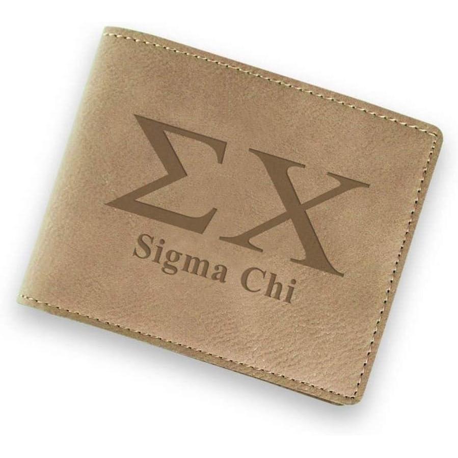 imageGreekgear Sigma Chi Fraternity Wallet Tan Light Brown