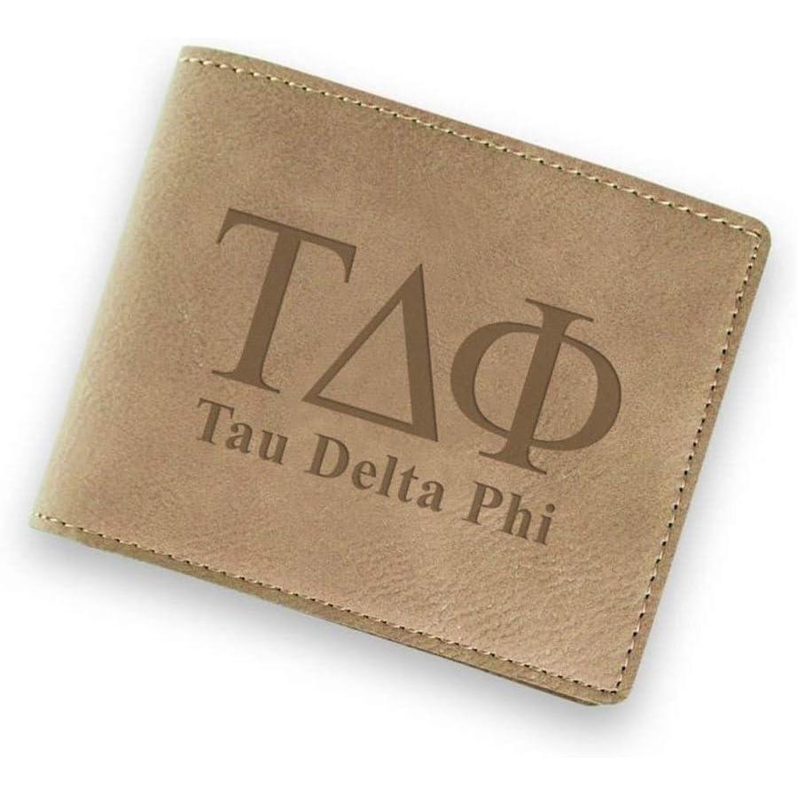 imageGreekgear Tau Delta Phi Fraternity Wallet Tan  Light Brown