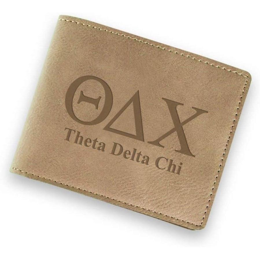 imageGreekgear Theta Delta Chi Fraternity Wallet Tan Light Brown