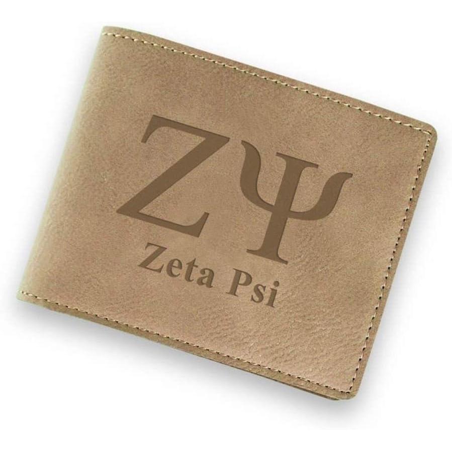 imageGreekgear Zeta Psi Fraternity Wallet Tan Light Brown