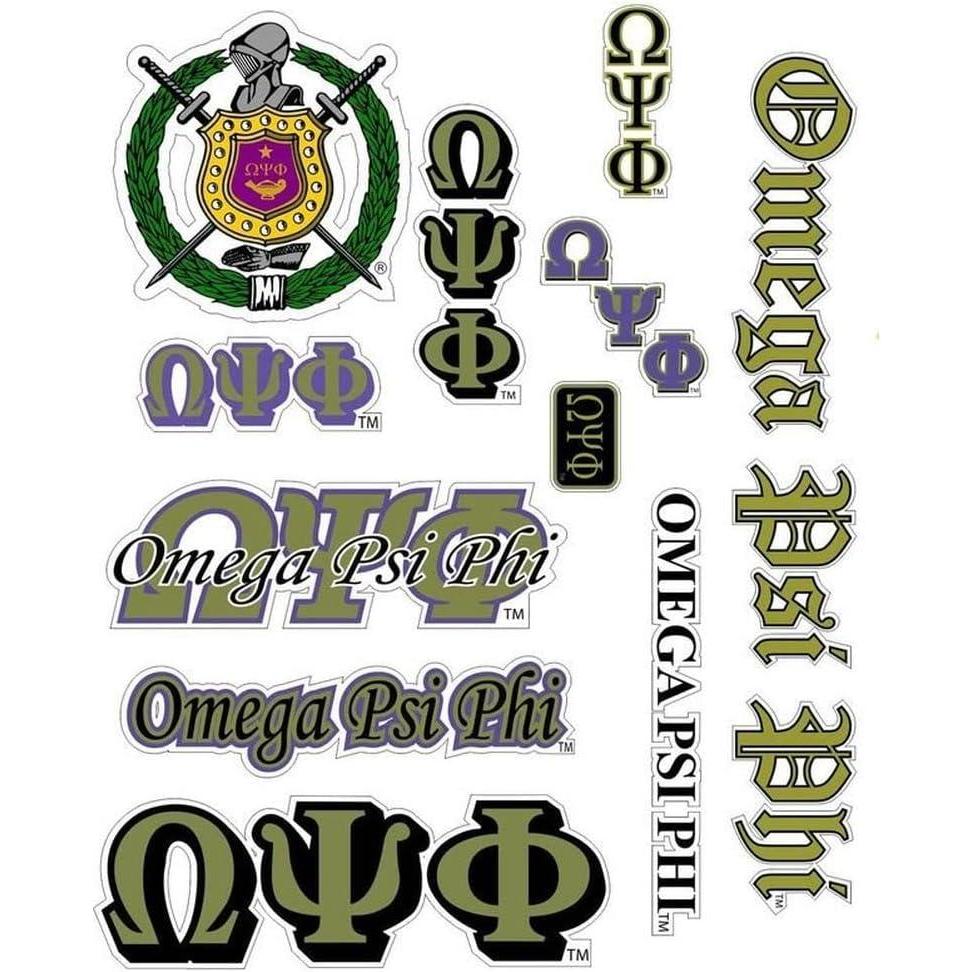 imageOmega Psi Phi Multi Greek Decal Sticker Sheet