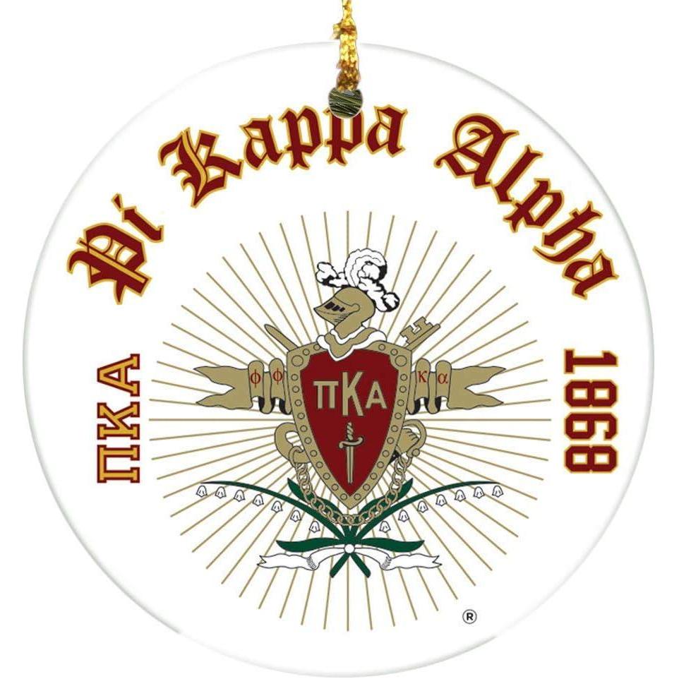 imagePi Kappa Alpha Pike Round Christmas Shield Ornament