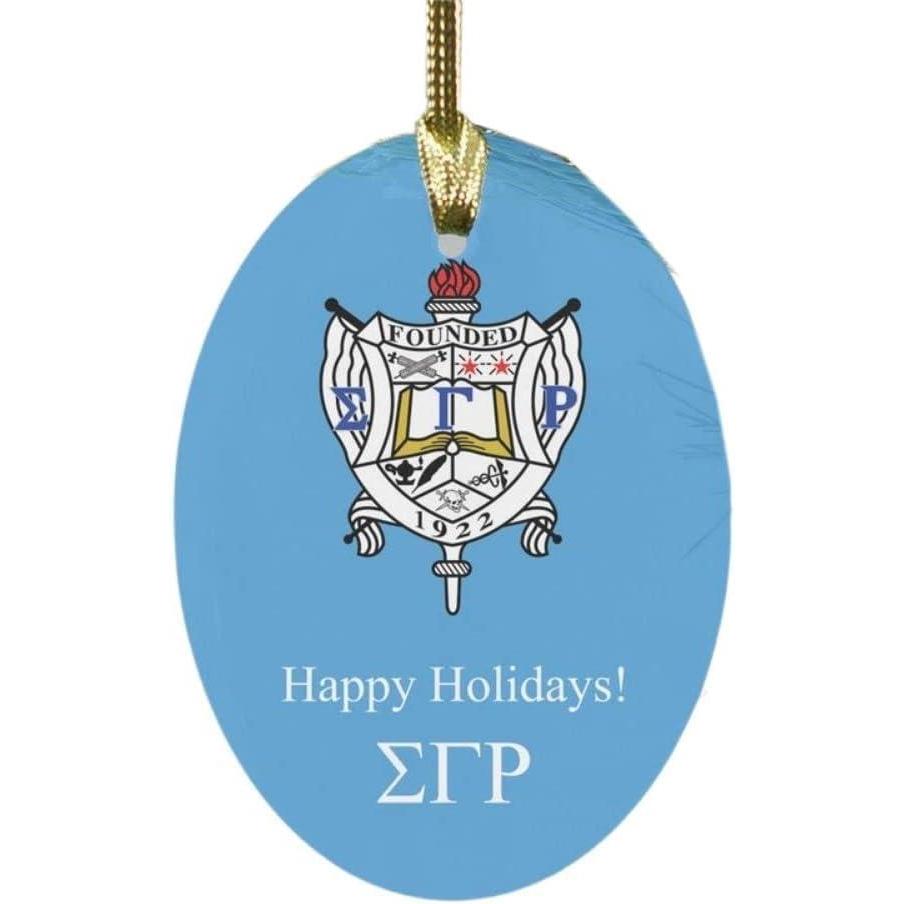 imageSigma Gamma Rho Holiday Crest Oval Ornament