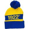 Greekgear Sigma Gamma Rho Knit Beanie with Pompon(Gold/Royal Blue W/Gold Letter Color)