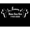 Personalized in Memory of Dual Crosses Decal Sticker 9 Inches Wide(9 Inches Wide)