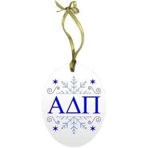 Alpha Delta Pi Holiday Color Snowflake Glass Christmas Ornament