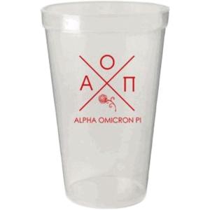 Greekgear Alpha Omicron Pi White Plastic Stadium Cups, Set of 6 – Sharp Looking Cups Carry Sorority Name, 22-Ounce Size