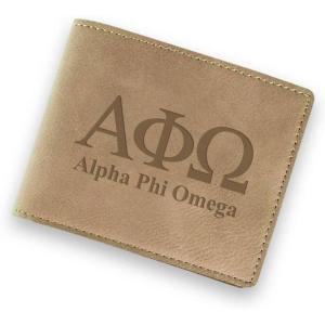 Greekgear Alpha Phi Omega Fraternity Wallet Tan – Light Brown
