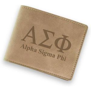 Greekgear Alpha Sigma Phi Fraternity Wallet Tan – Light Brown
