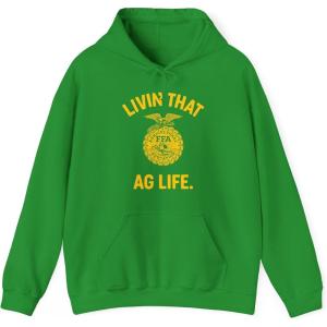 Greekgear FFA – Livin’ That Ag. Life Hooded Sweatshirt(Irish Green)