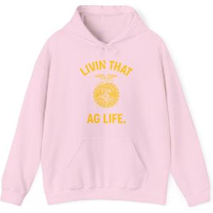 Greekgear FFA – Livin’ That Ag. Life Hooded Sweatshirt(Light Pink)
