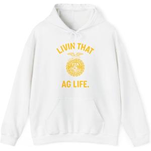Greekgear FFA – Livin’ That Ag. Life Hooded Sweatshirt(White)