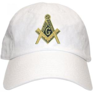 Men’s Masonic Hat with Free Mason Symbol and Adjustable Back(White)