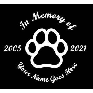 Personalized in Memory of Paw Print (Cat or Dog) Decal Sticker 6 Inches(6 Inches)