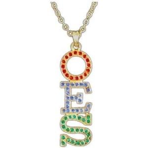 Greekgear OES Order of Eastern Star Austrian Crystal Pendant Gold