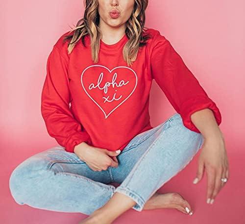 imageGreekgear Alpha Xi Delta Heart Crew SweatshirtRed