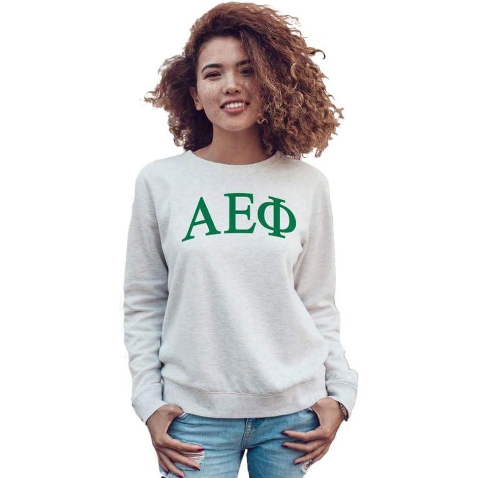 imageAlpha Epsilon Phi Arched Greek Lettered Crewneck SweatshirtLight Grey
