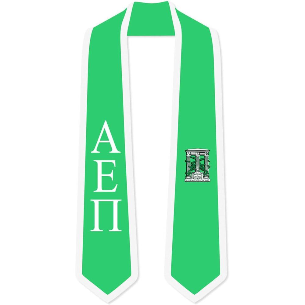 imageAlpha Epsilon Phi Greek 2 Tone Lettered Graduation Sash StoleKelly Green WWhite Trim