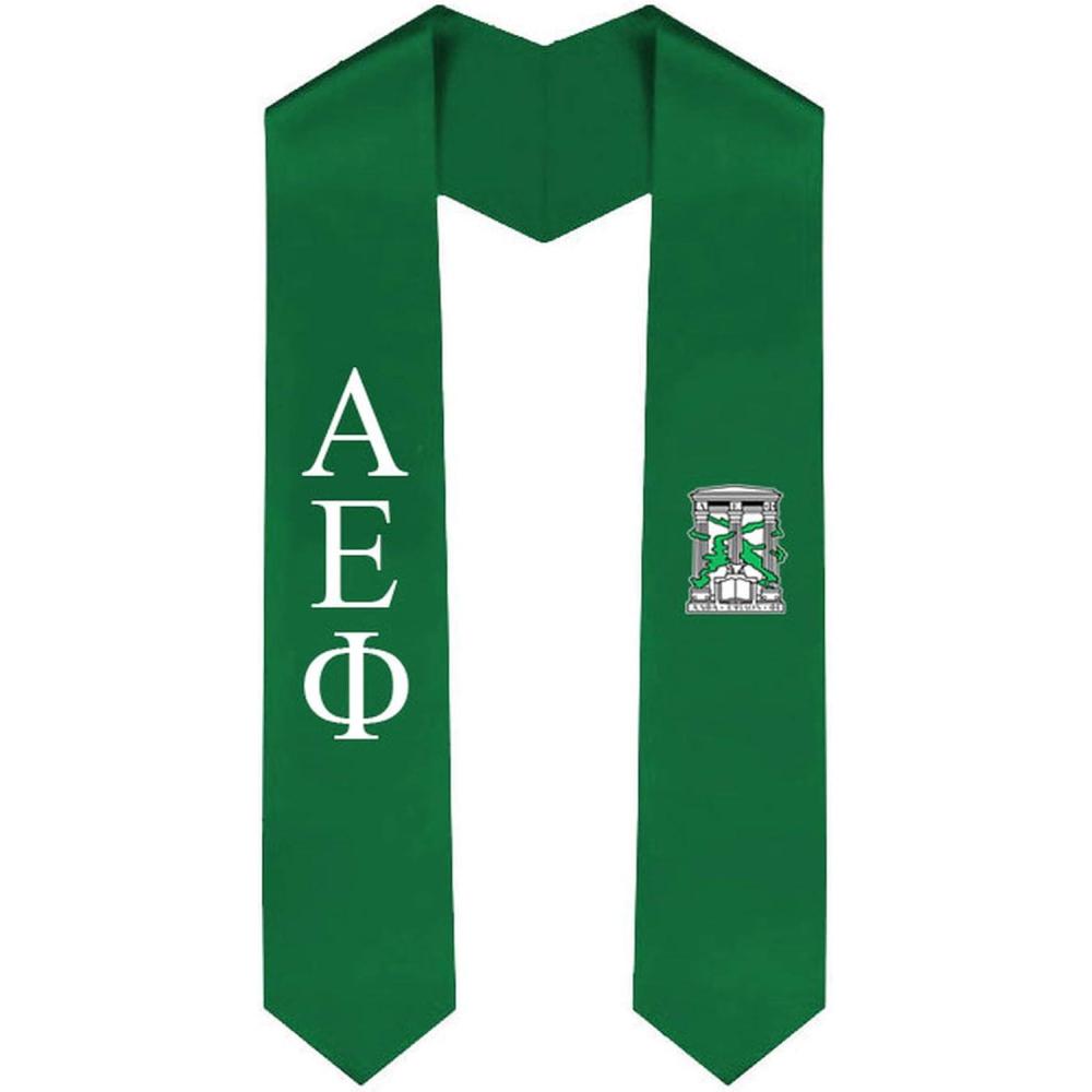imageAlpha Epsilon Phi Greek Lettered Graduation Sash Stole With CrestHunter Green