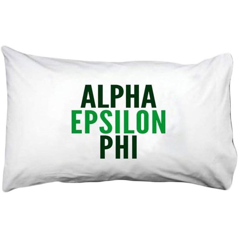 imageAlpha Epsilon Phi Name Stack Pillow Cover White wDark GreenKelly Green Imprint Color