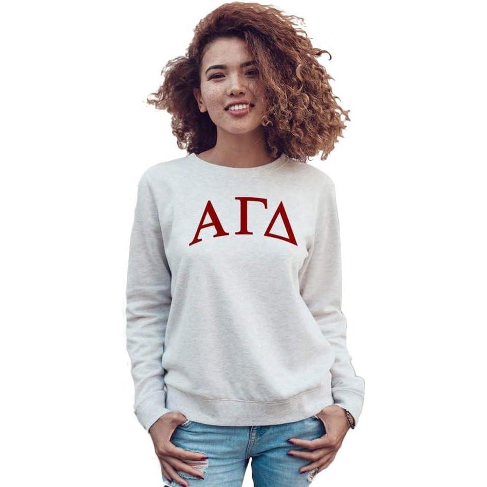 imageAlpha Gamma Delta Arched Greek Lettered Crewneck SweatshirtLight Grey