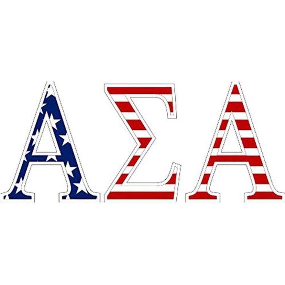 imageAlpha Sigma Alpha ASA American Flag Greek Letter Sticker25 Tall