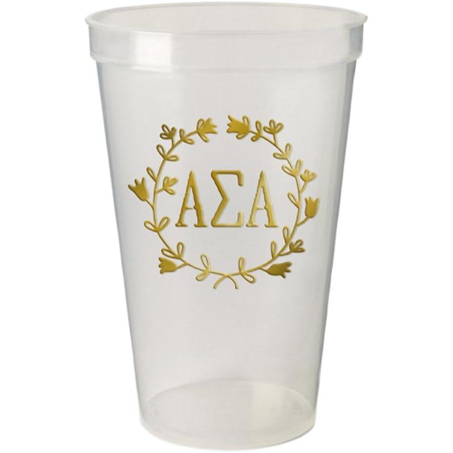 imageAlpha Sigma Alpha ASA Greek Wreath Giant Plastic Cup Set of 4