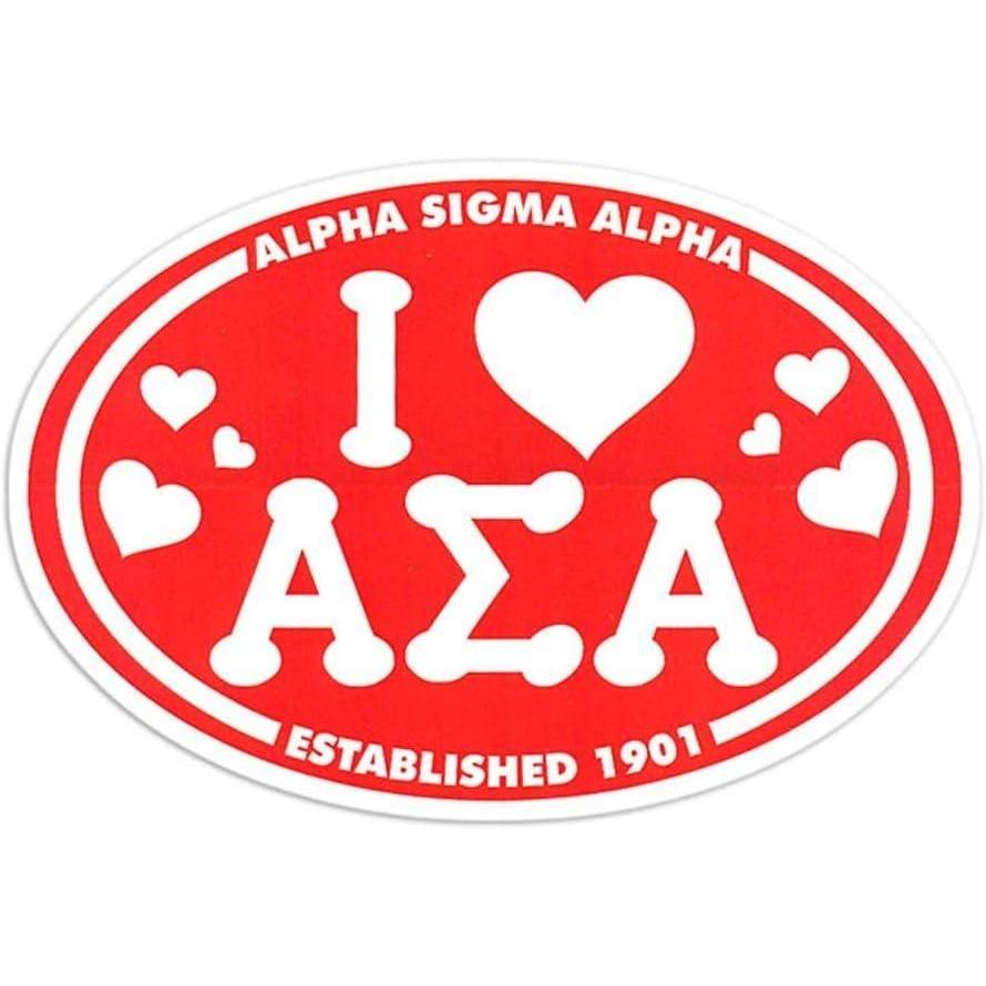 imageAlpha Sigma Alpha ASA I Love Sorority StickerOval