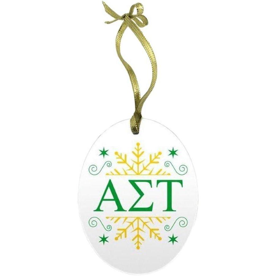 imageAlpha Sigma Tau AST Holiday Color Snowflake Glass Christmas Ornament